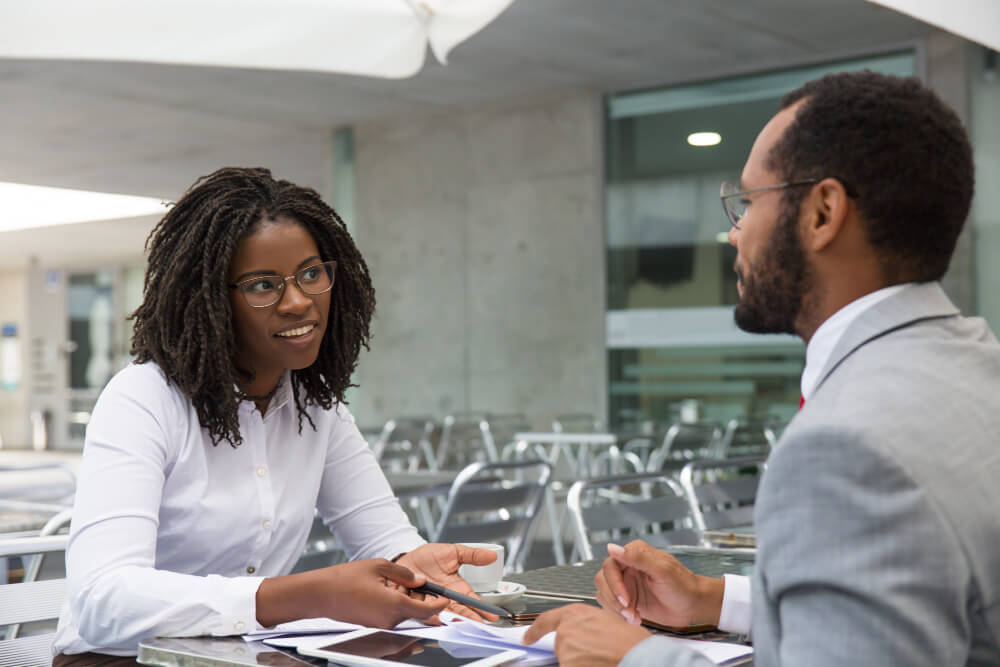 A businesswoman having a meeting with a consultant