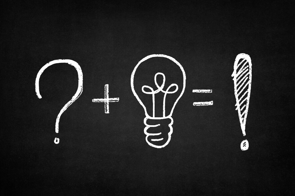 Blackboard with question mark light bulb