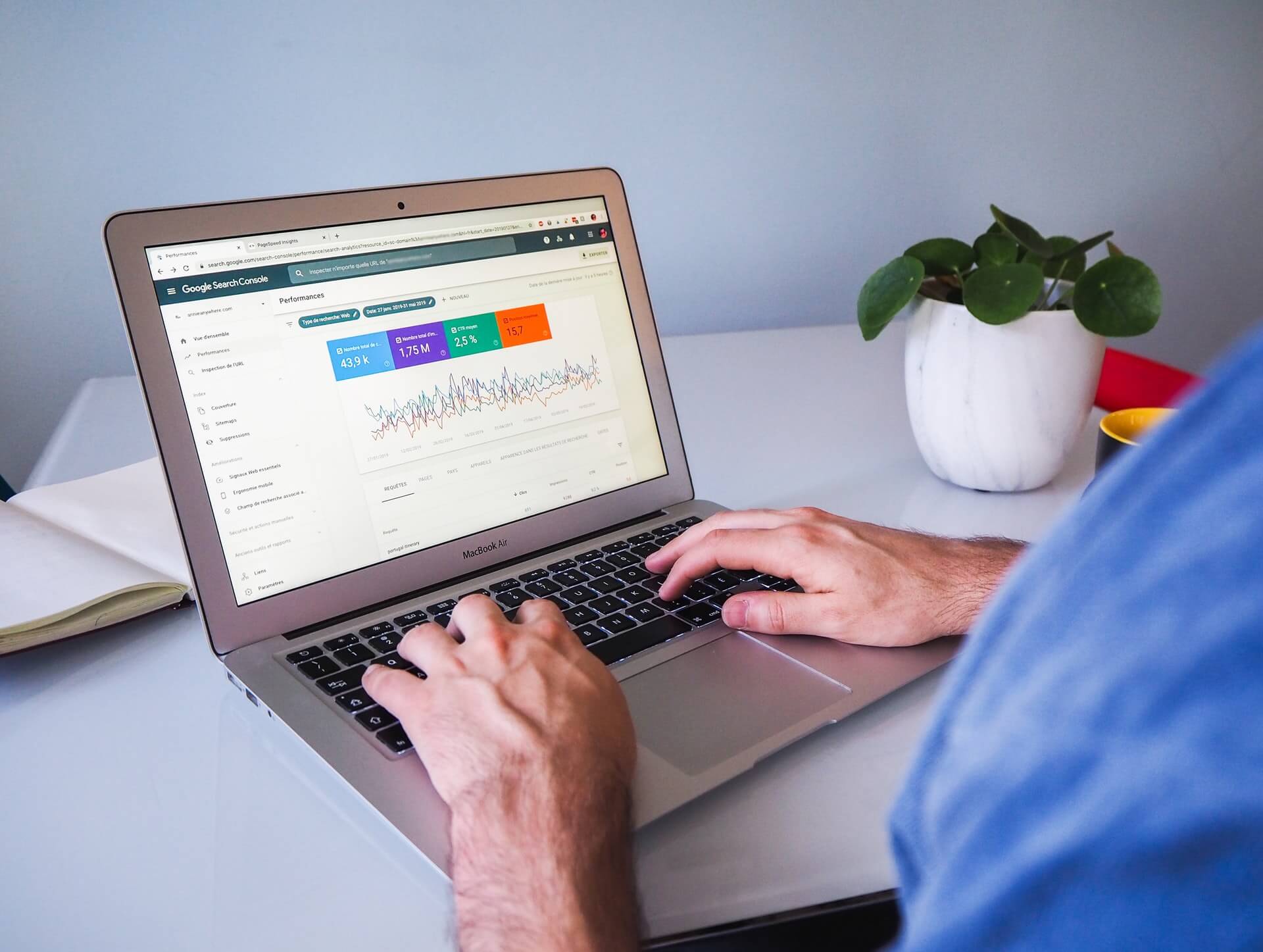 Person studying business analytics on a laptop screen