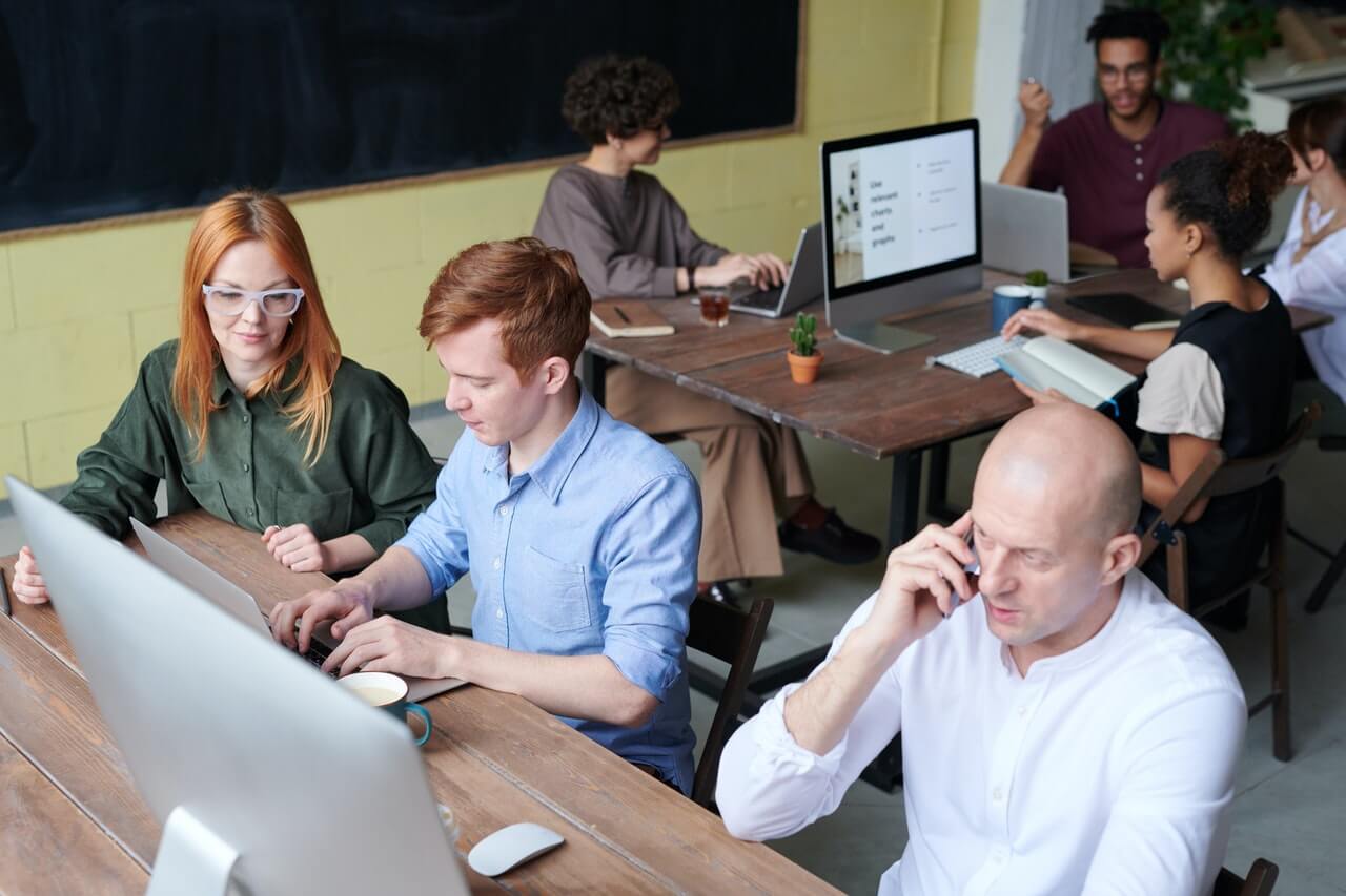 Workspace with colleagues of different races