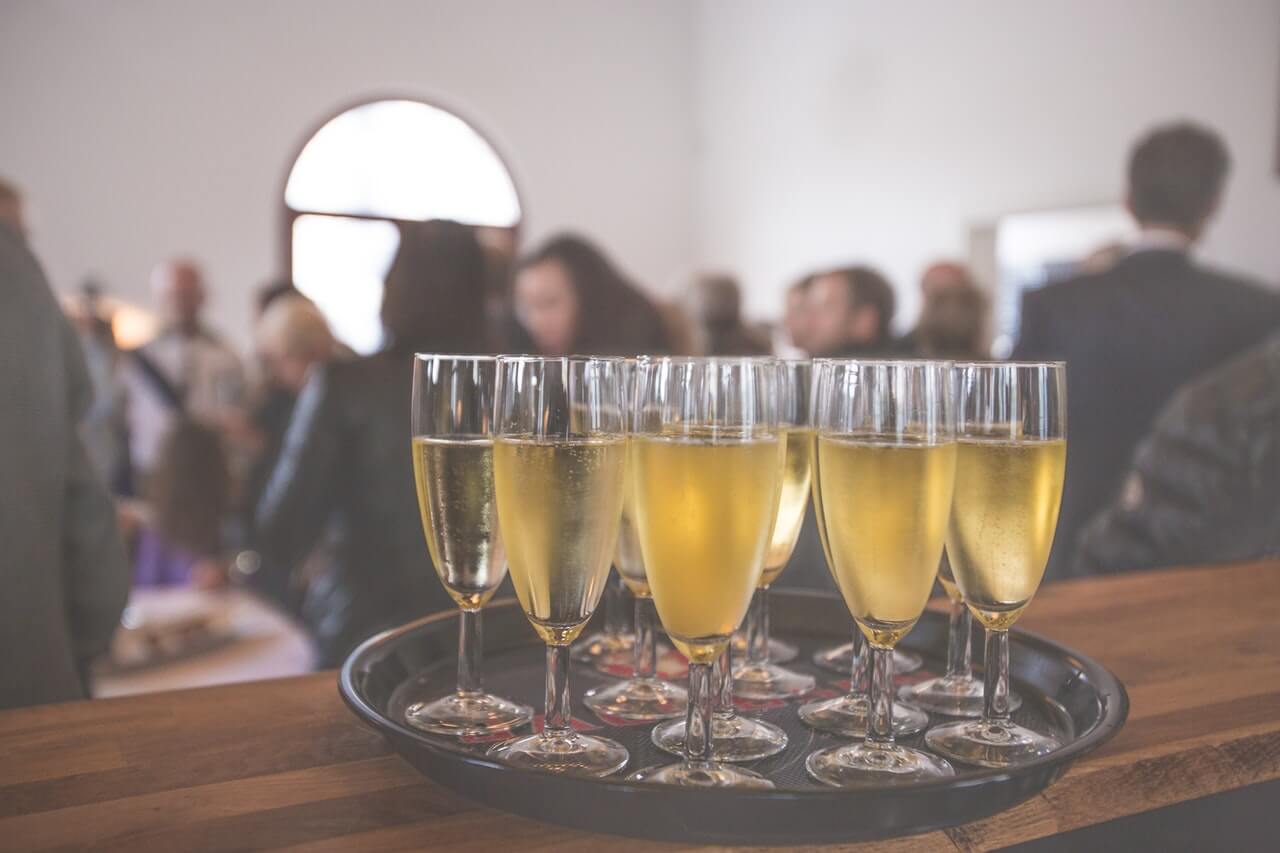 Drinks being served at a business event