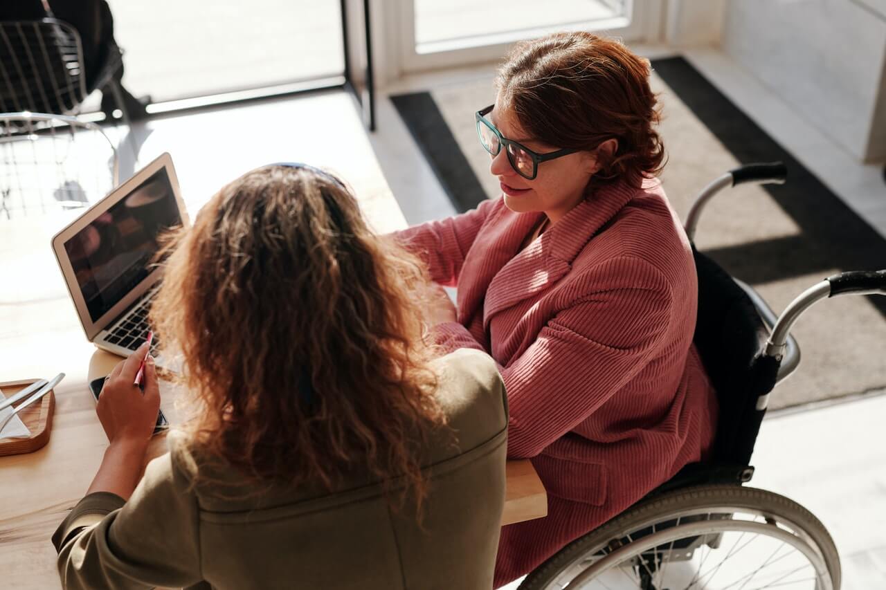 Consultant and client having a discussion