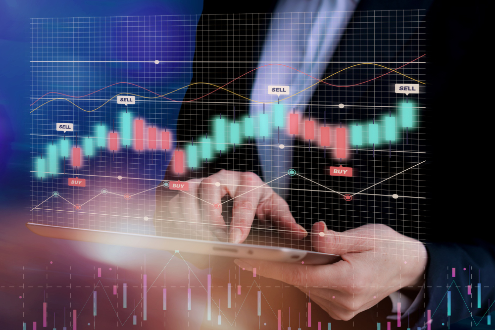 Person studying cryptocurrencies chart