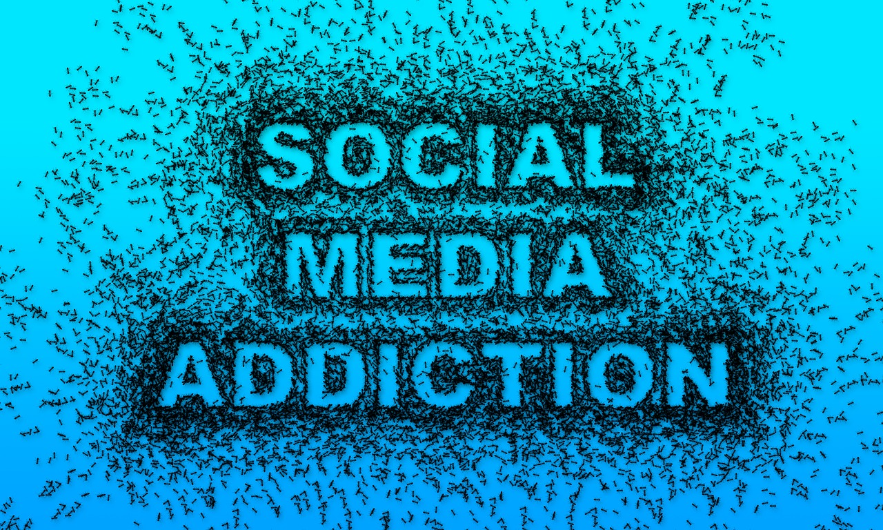 Social-media-addiction-on-a-blue-background