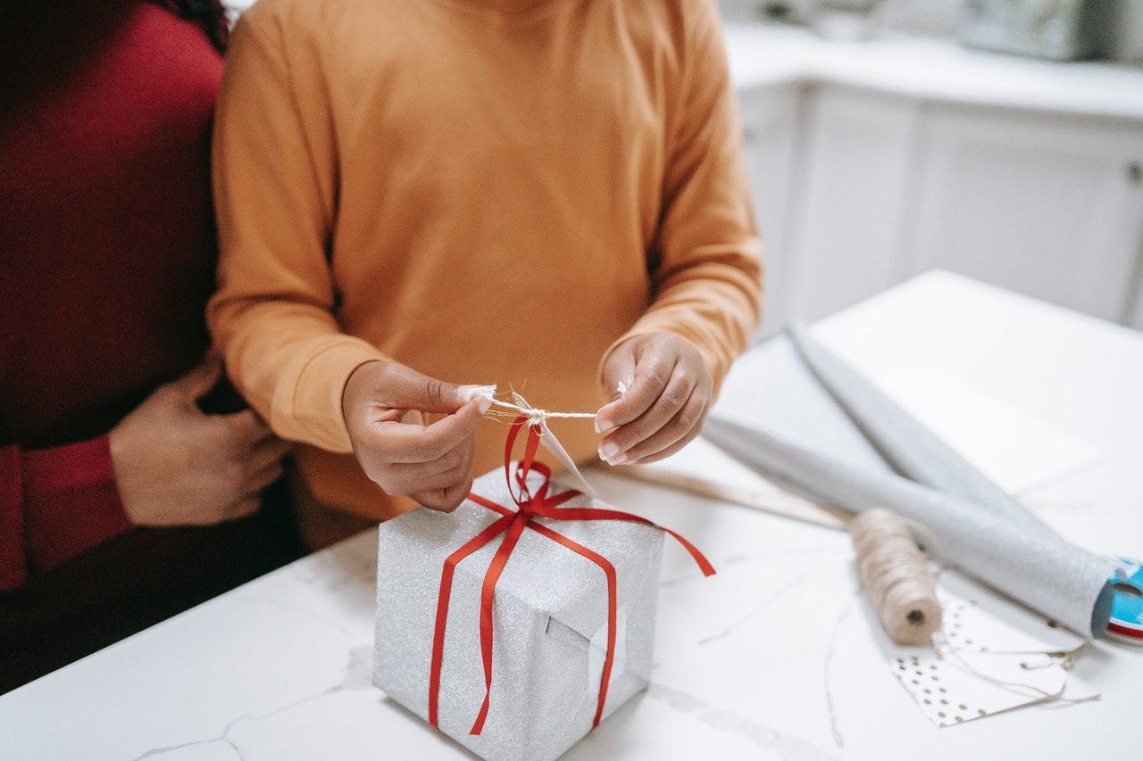 a lady got a gift for the holiday