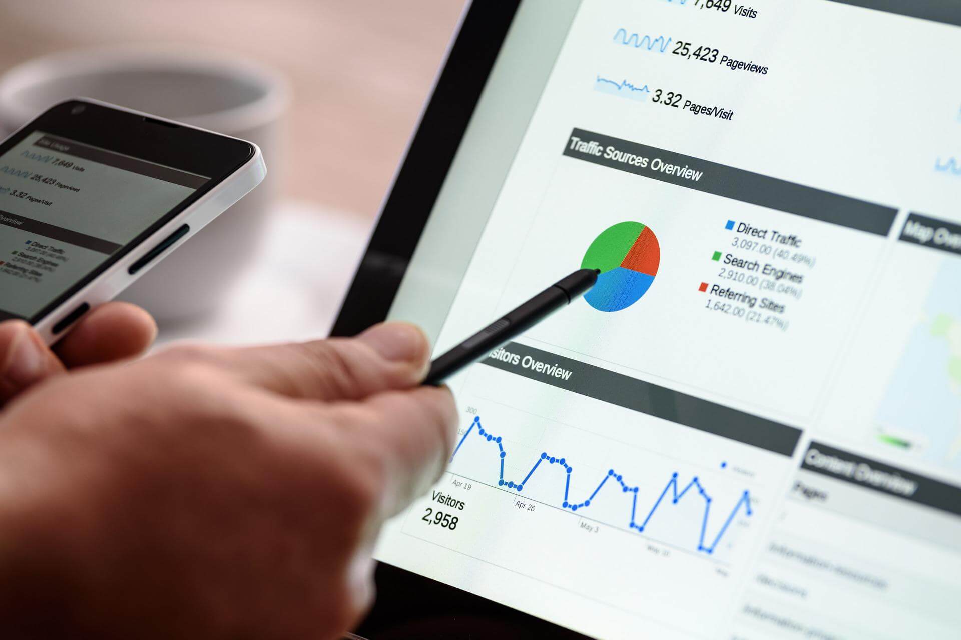 Analysis of a data on a laptop screen