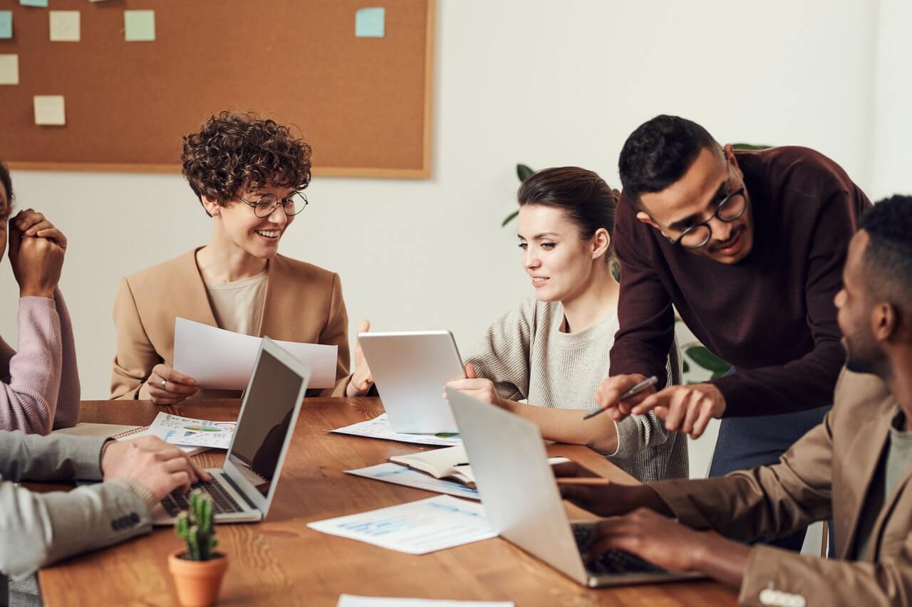 Colleagues Laughing in a meeting