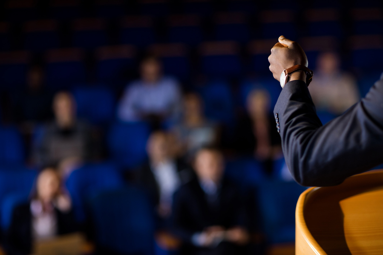 Male business leader giving a speech