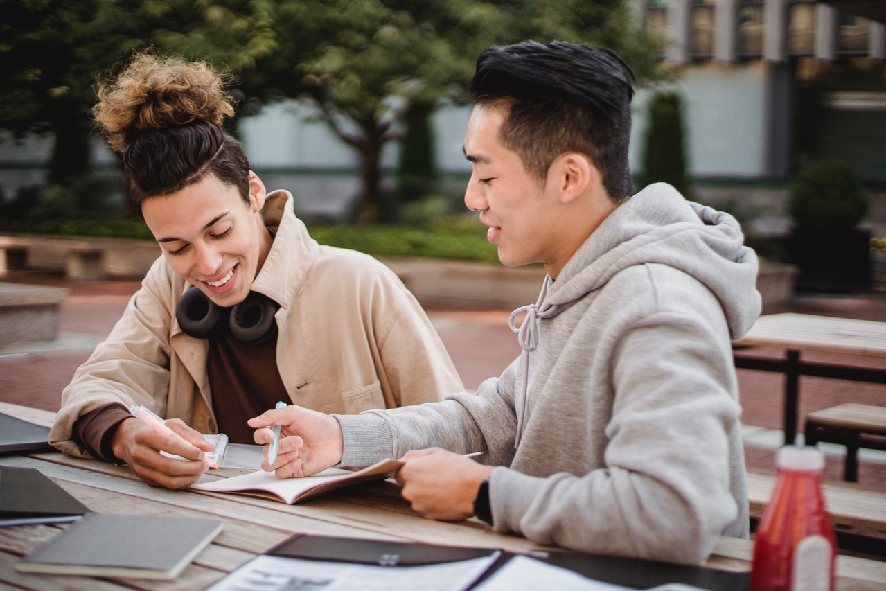 Students studying together