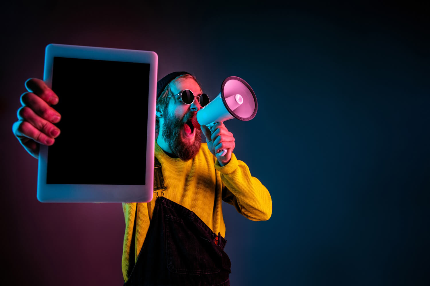 Man making announcement with a mega phone