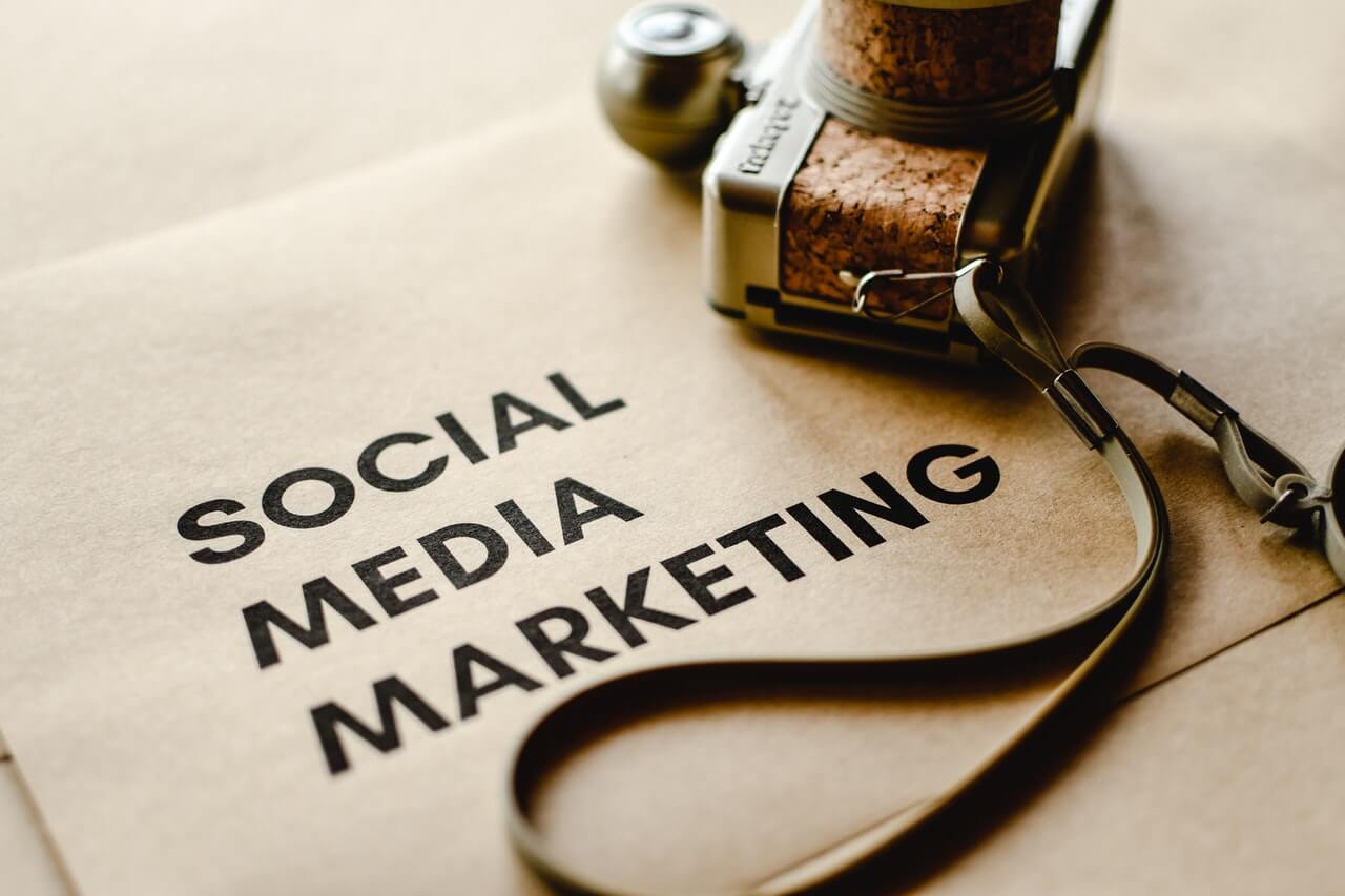 Social media marketing written on a brown paper