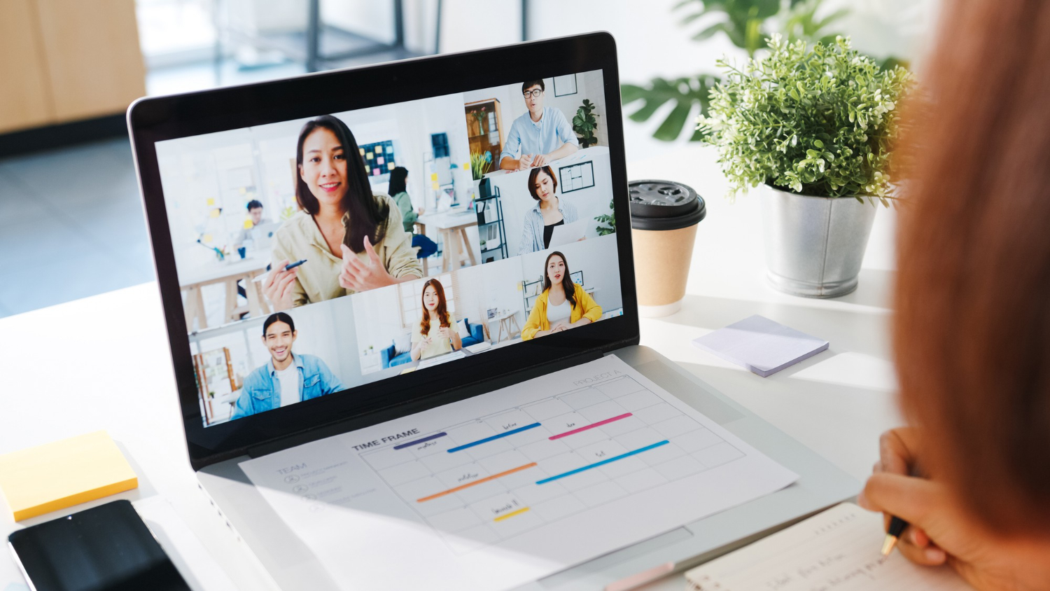 a lady having a virtual meeting