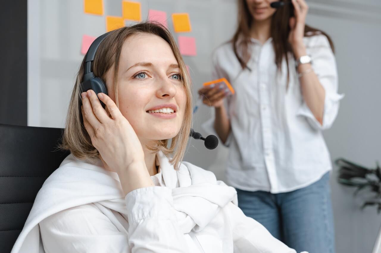 Focus Young Woman Working in a Call Center