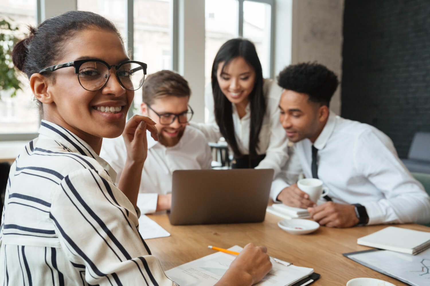 Young writers in a meeting