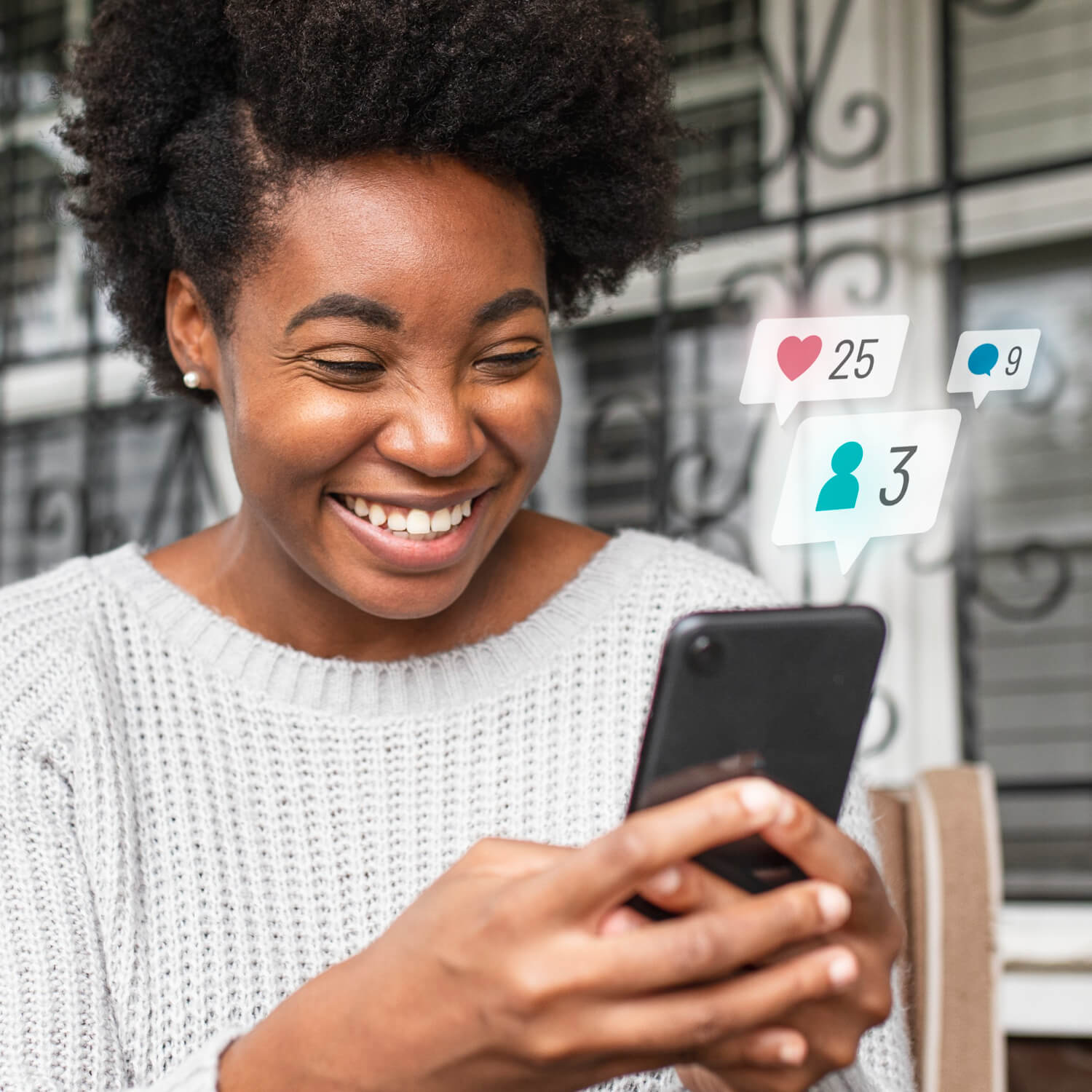 african-american-woman-checking-social-media-phone