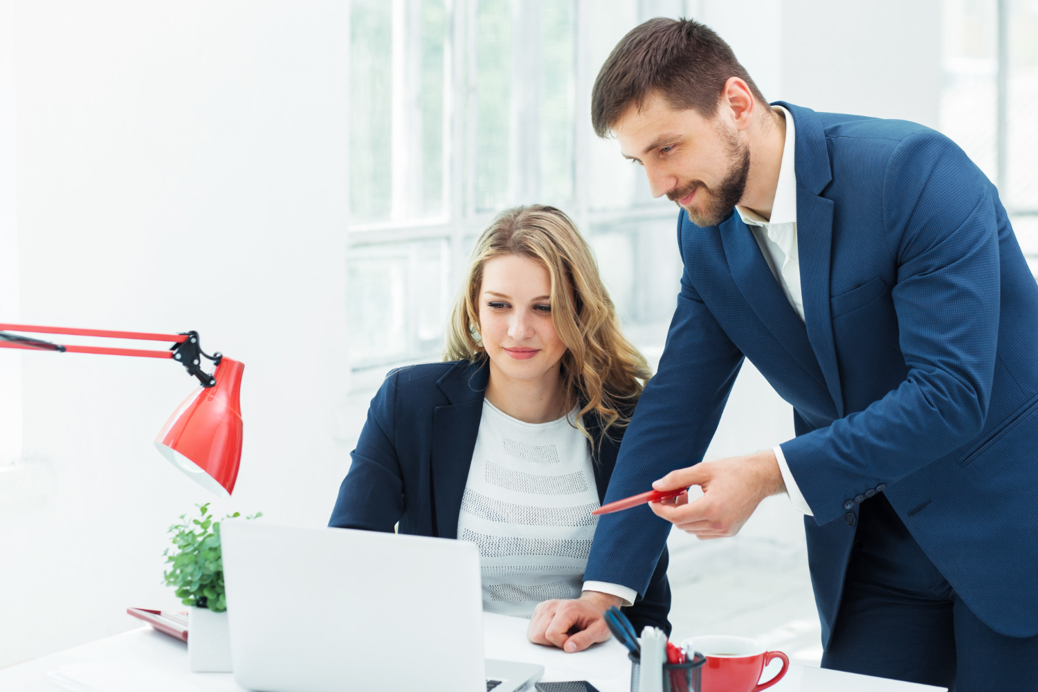 Business man and woman in a-office-working