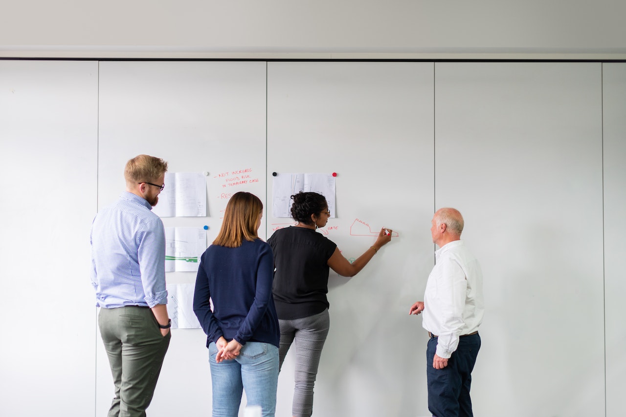 Group of people planning a structure