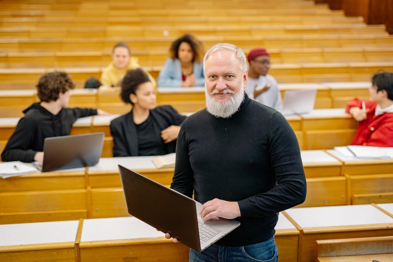 A professional guru holding a