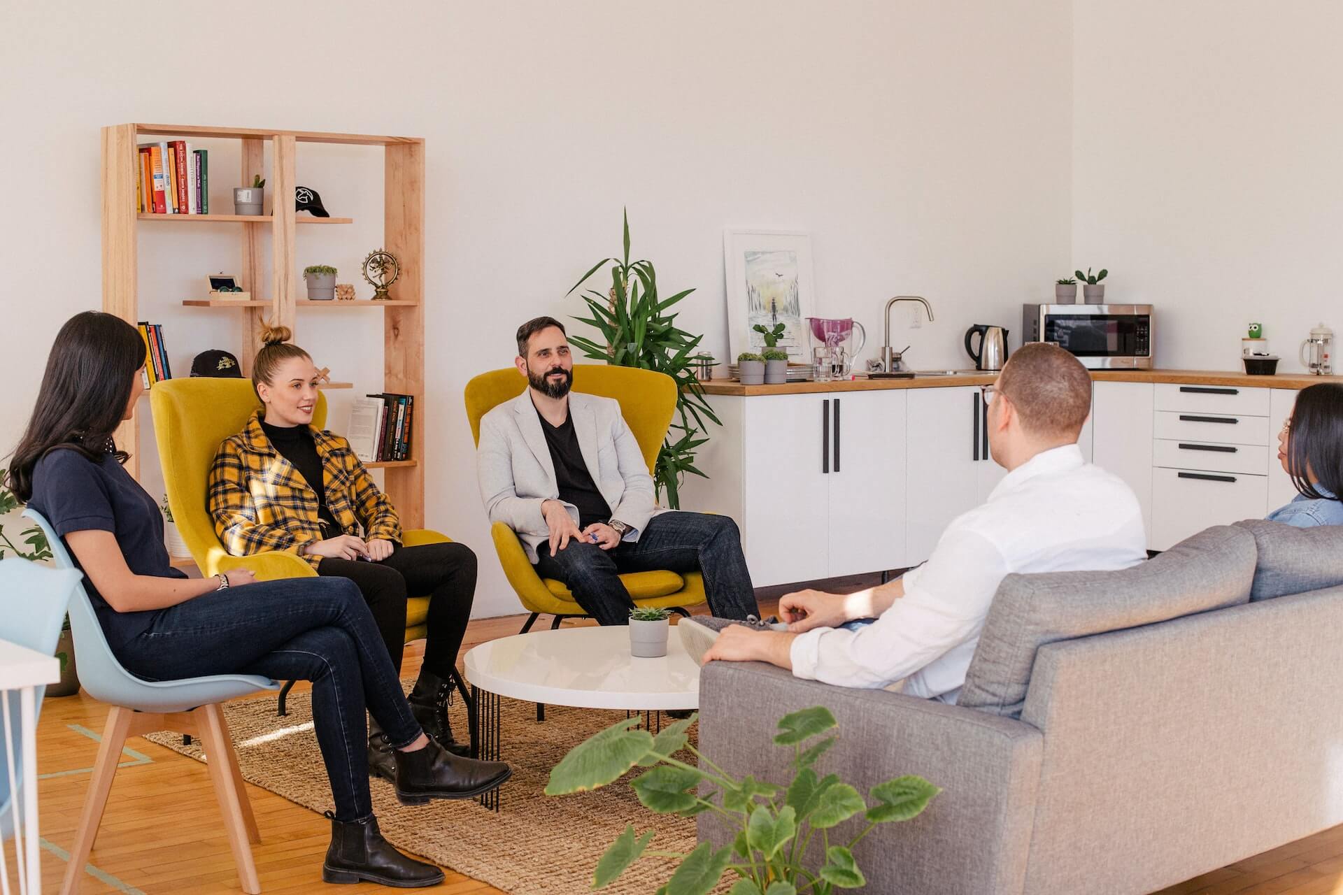 Group of professionals having a discussion on career change