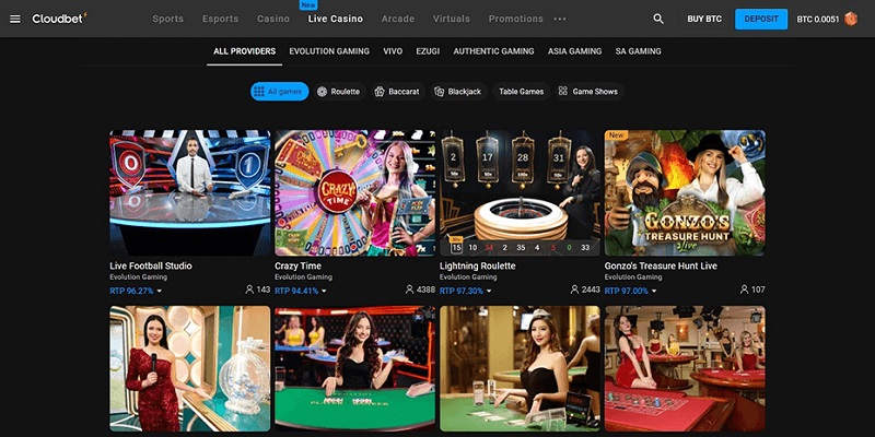 cloudbet casino live dealer games