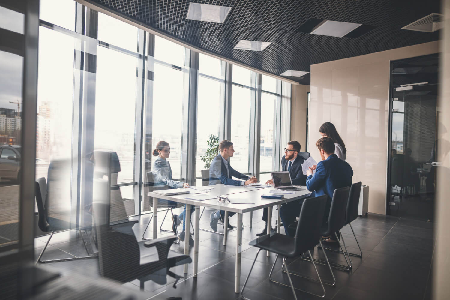 A business team meeting